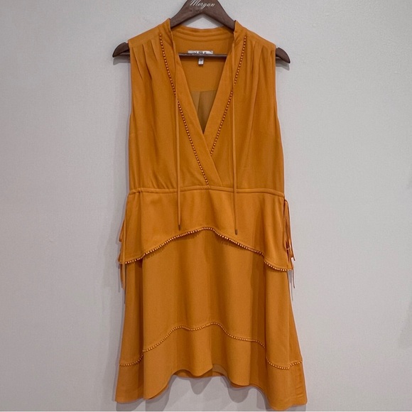 Derek Lam 10 Crosby Saffron Tiered Sleeveless V-neck Silk-blend Mini Dress, 6 - Picture 2 of 15